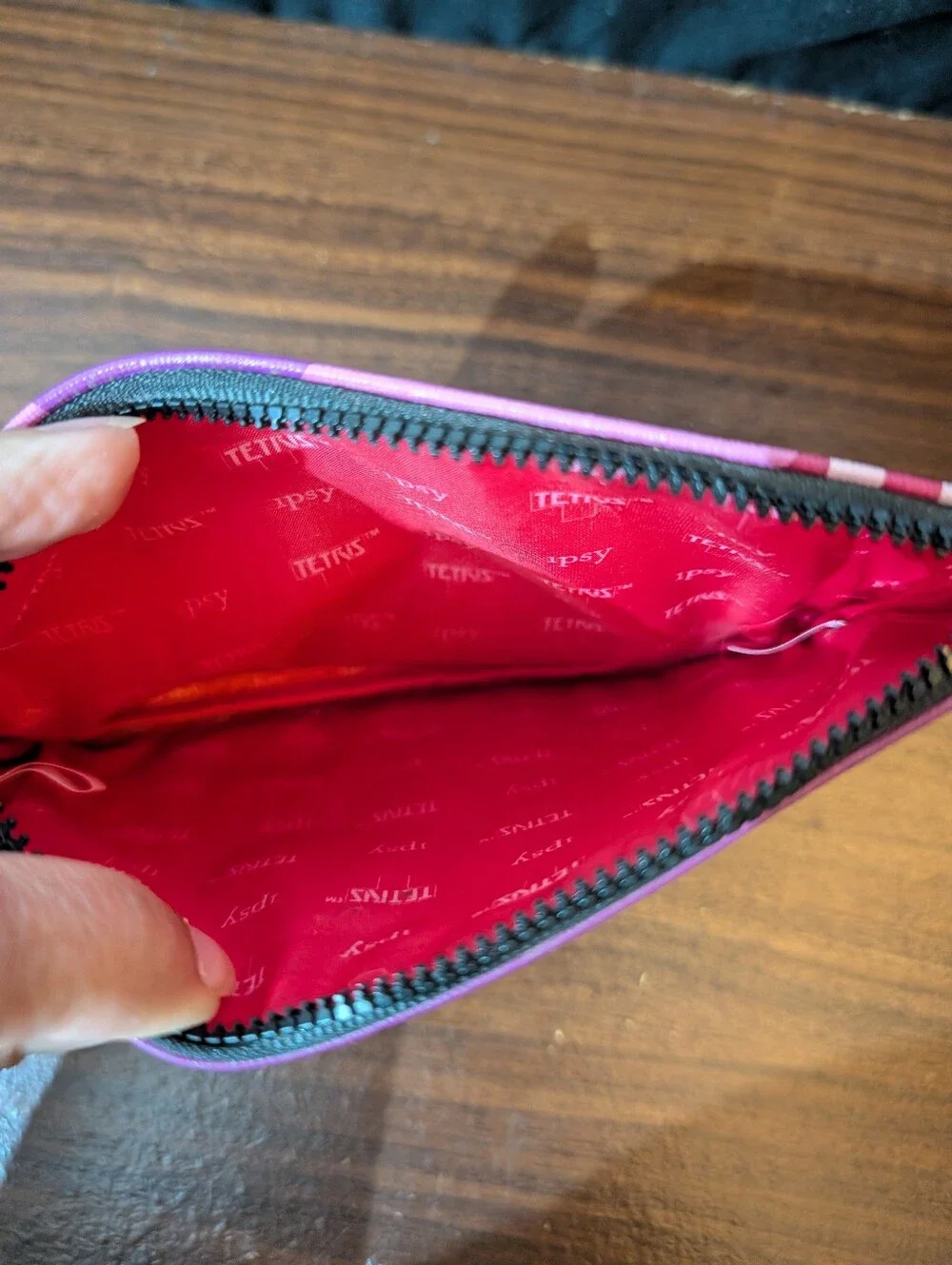 Ipsy Pink Geometric Cosmetic Bag Zipper Pouch.  Limited Edition.